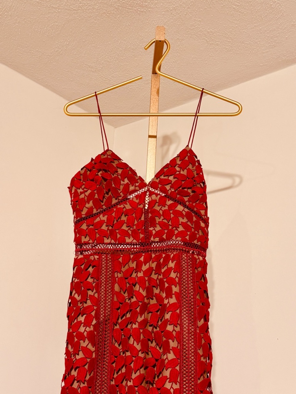 Self-Portrait Red Lace Slip Dress - Picture 3 of 15